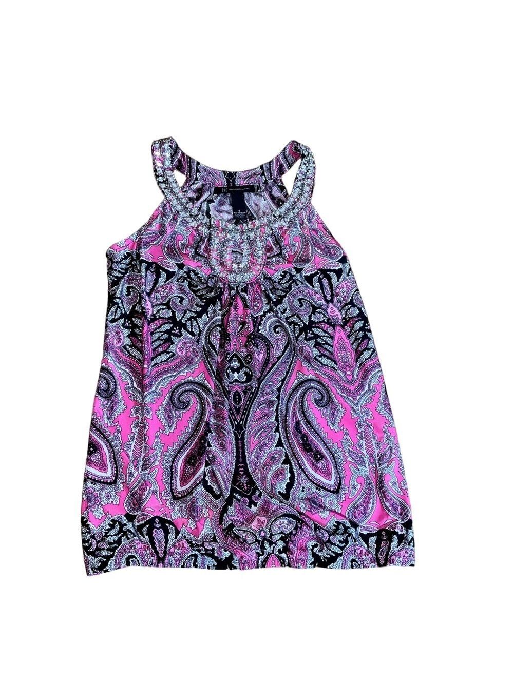 INC International Concepts paisley top w/rhinestones & beads- small